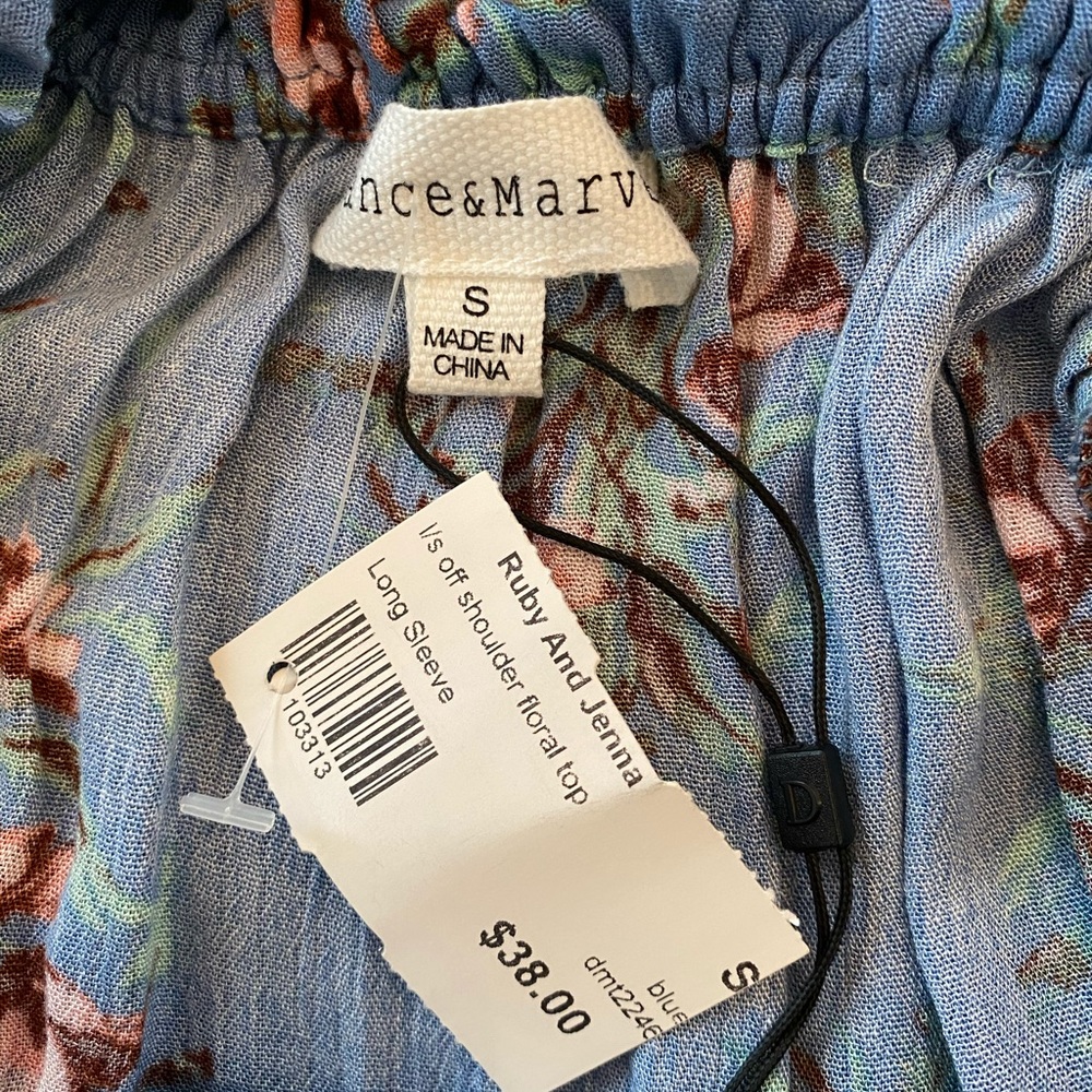 Blue floral off the shoulder top - Picture 2 of 4
